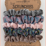 Print & Velvet Scrunchies, Set of 5 | Natural Life | Grey