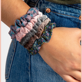 Print & Velvet Scrunchies, Set of 5 | Natural Life | Grey