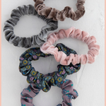 Print & Velvet Scrunchies, Set of 5 | Natural Life | Grey