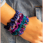 Print & Velvet Scrunchies, Set of 5 | Natural Life | Navy