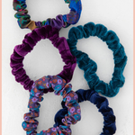 Print & Velvet Scrunchies, Set of 5 | Natural Life | Navy