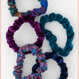 Print & Velvet Scrunchies, Set of 5 | Natural Life | Navy