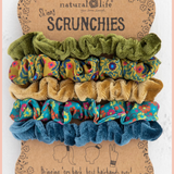 Print & Velvet Scrunchies, Set of 5 | Natural Life | Sage