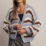 Chunky Hand Crochet Striped Cardigan