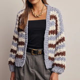 Chunky Hand Crochet Striped Cardigan