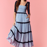 Polka Dot Printed Maxi Tiered Dress
