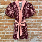 Floral Puff Sleeve Belted Mini Dress