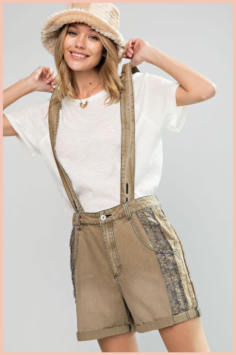 Suspended Shorts + Bandana Print Detail