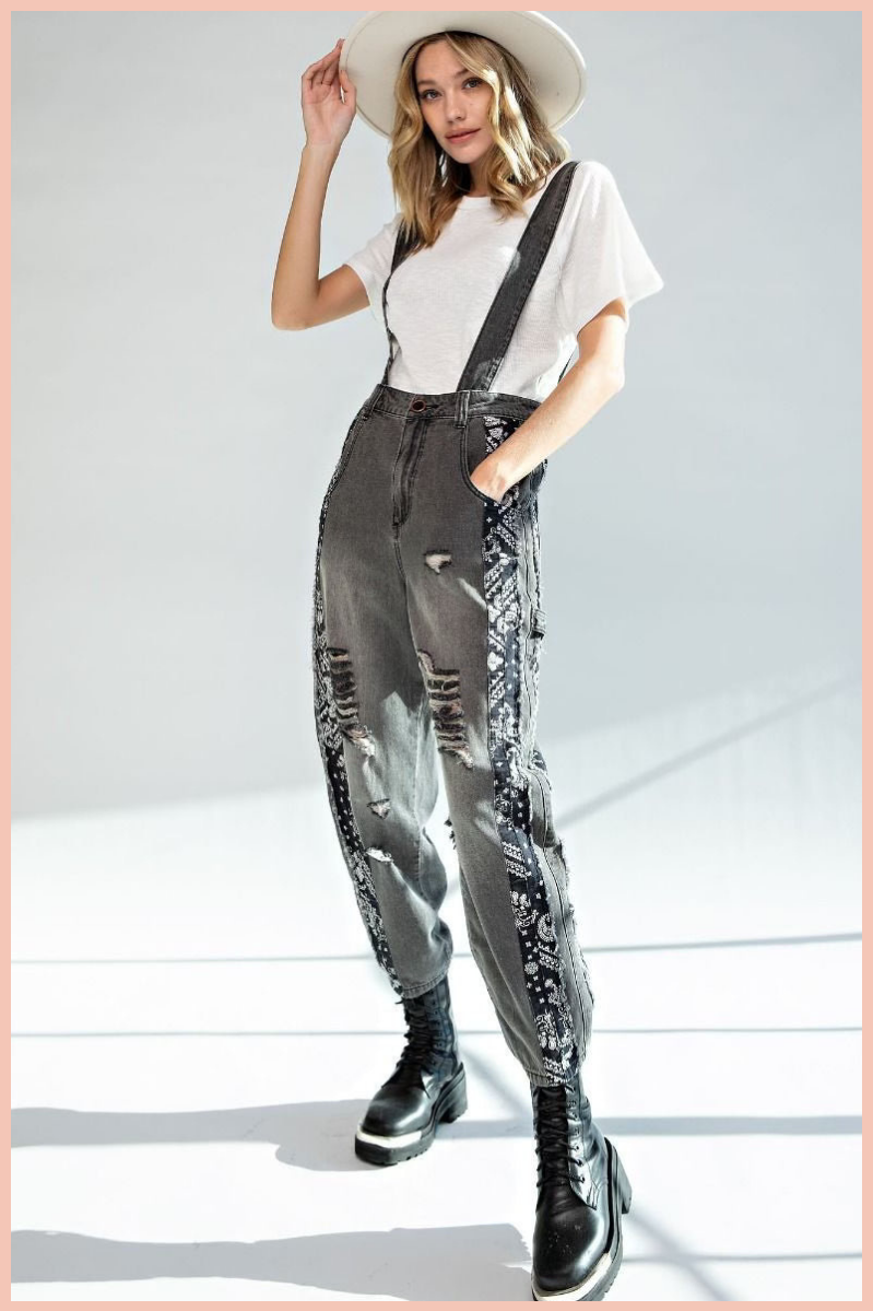 Suspended Overalls with Bandana Print