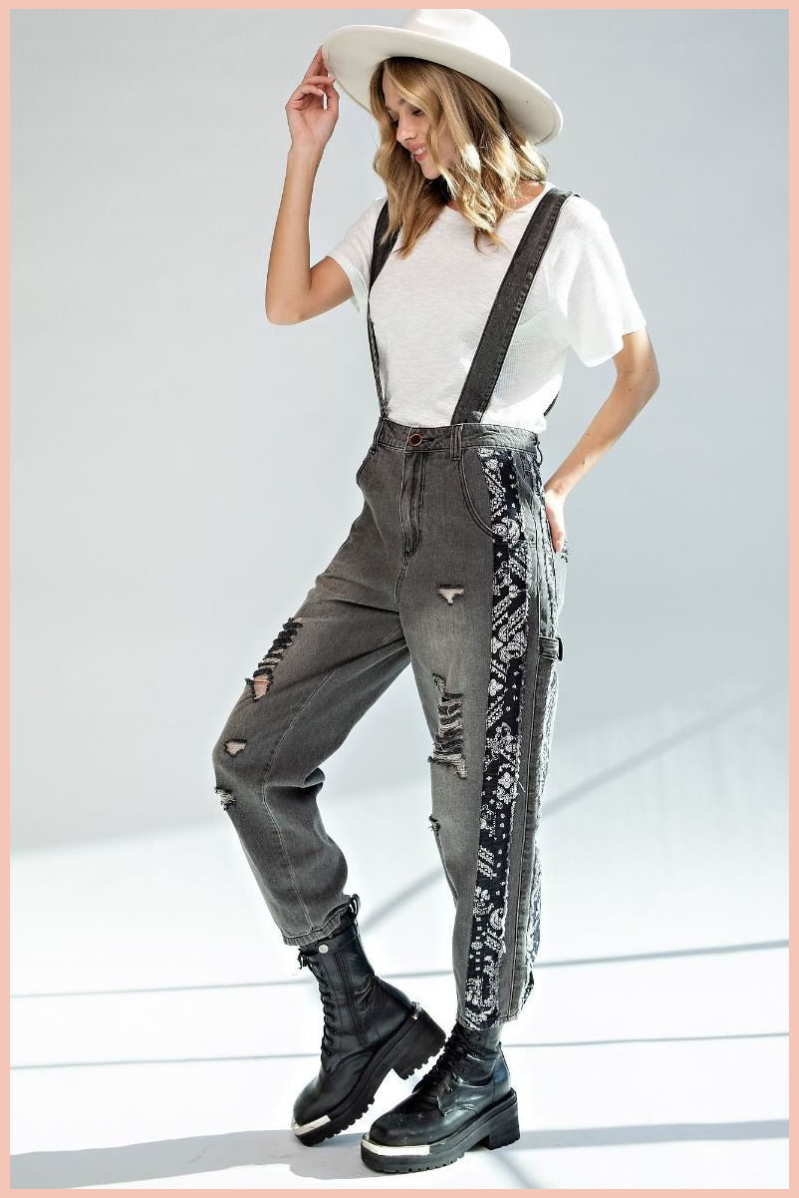 Suspended Overalls with Bandana Print