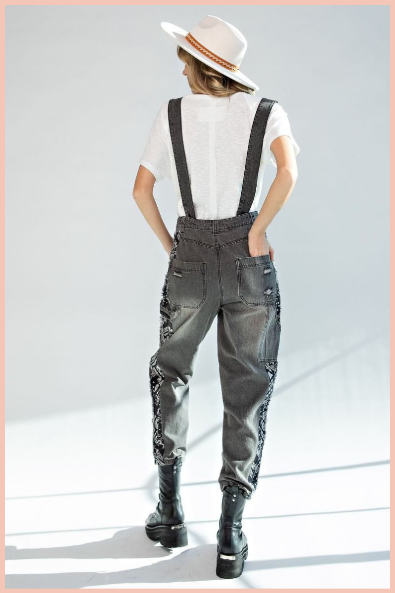 Suspended Overalls with Bandana Print