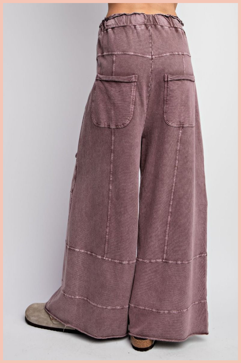 Mineral Wash Terry Knit Wise Leg Pants