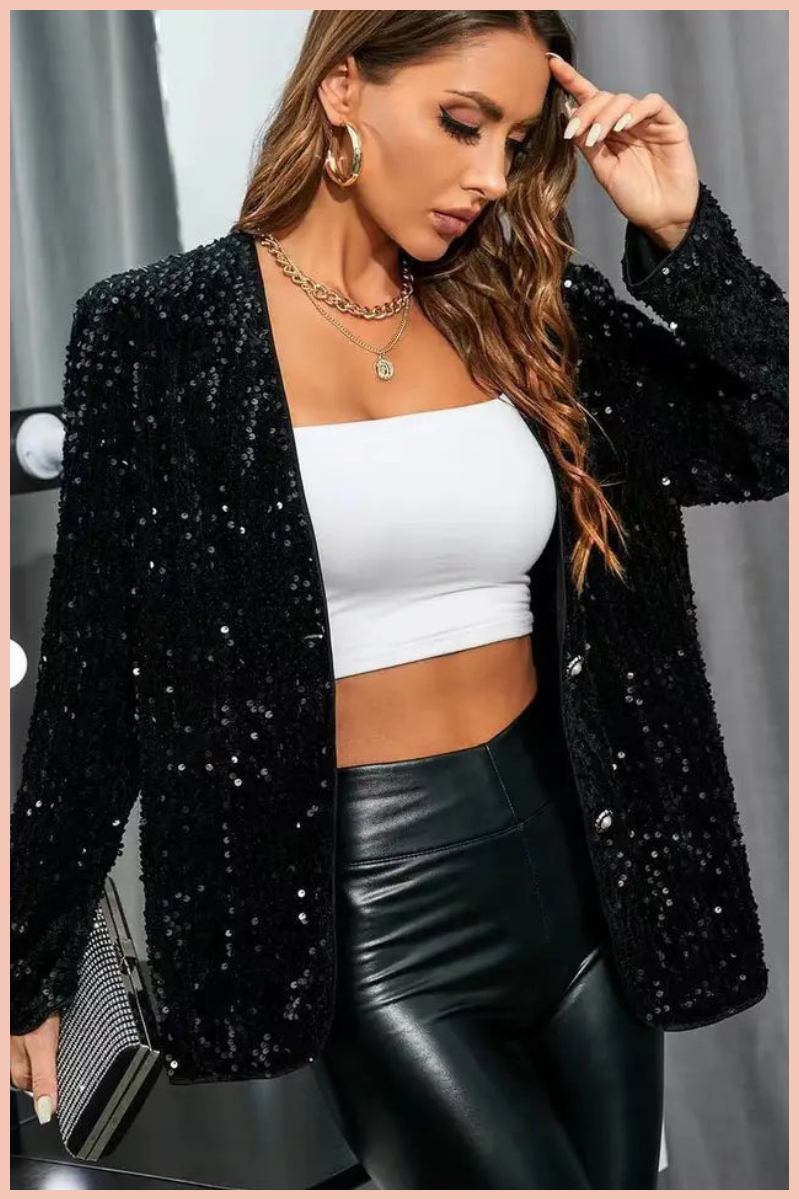 Sequin Blazer + Pearl Buttons