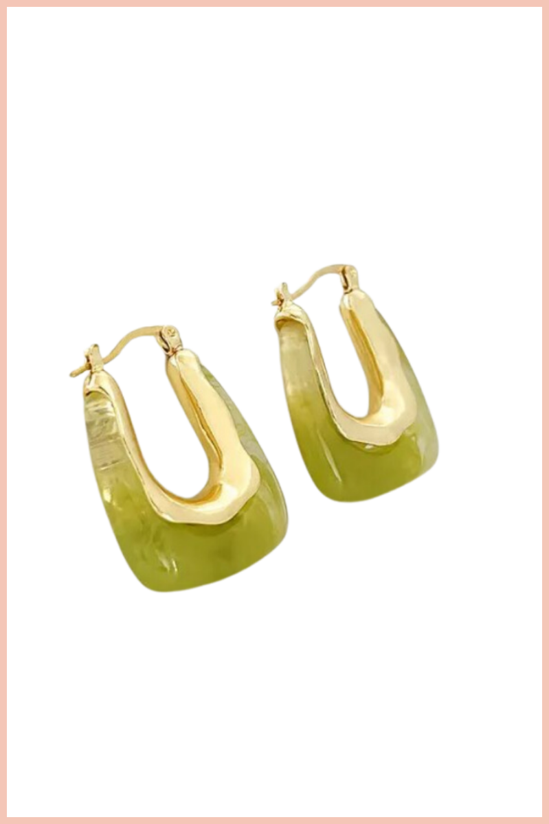 RESIN SQUARE HOOP EARRINGS