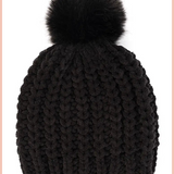 C.C. SOFT CHENILLE CHUNKY YARN POM BEANIE | BLACK