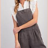Mineral Washed Cotton Gauze Short Overalls | Final Sale