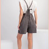 Mineral Washed Cotton Gauze Short Overalls | Final Sale