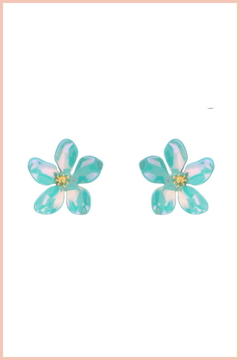 Bold Metal Metallic Flower Earrings