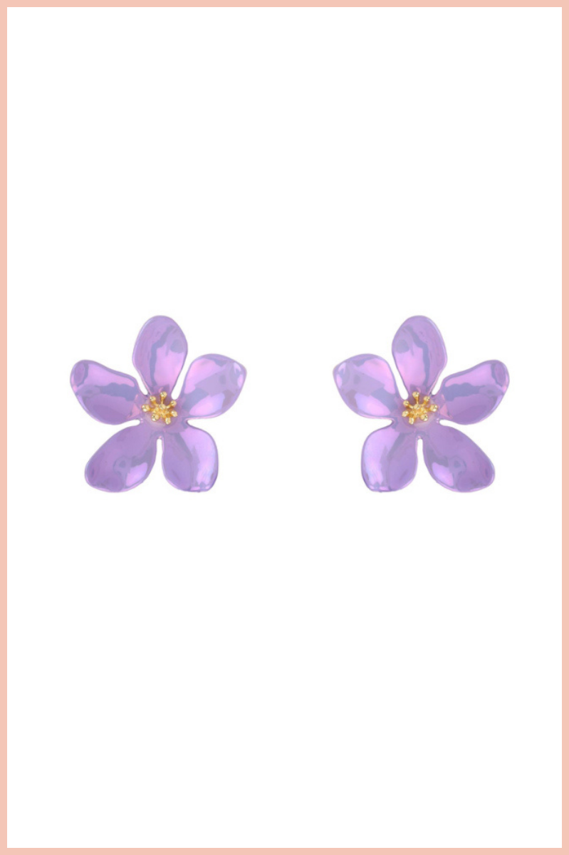 Bold Metal Metallic Flower Earrings