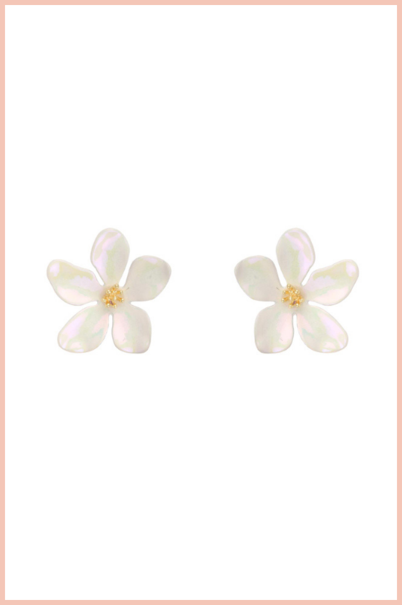 Bold Metal Metallic Flower Earrings