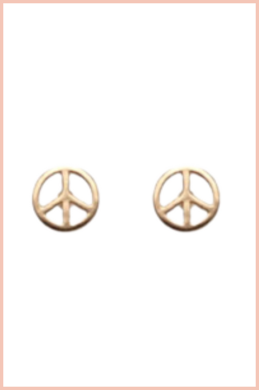 PEACE SIGN STUD EARRINGS | GOLD