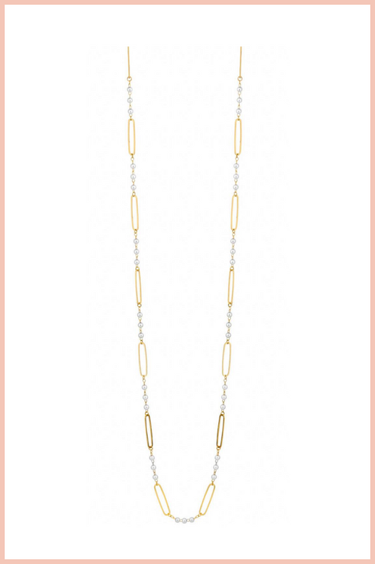 PEARL BEADS ON GOLD CHAIN NECKLACE