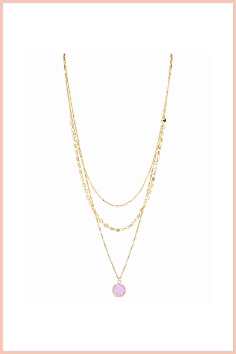 Gemstone Layered Chain Necklace