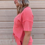 Two Tone Double Knit Top & Shorts Set | Coral