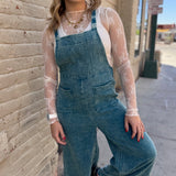 Mineral Washed Gauze Overalls | Teal