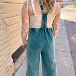 Mineral Washed Gauze Overalls | Teal