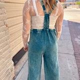 Mineral Washed Gauze Overalls | Teal