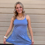 Activewear Mesh Detail Tennis Mini Dress | Blue