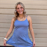 Activewear Mesh Detail Tennis Mini Dress | Blue