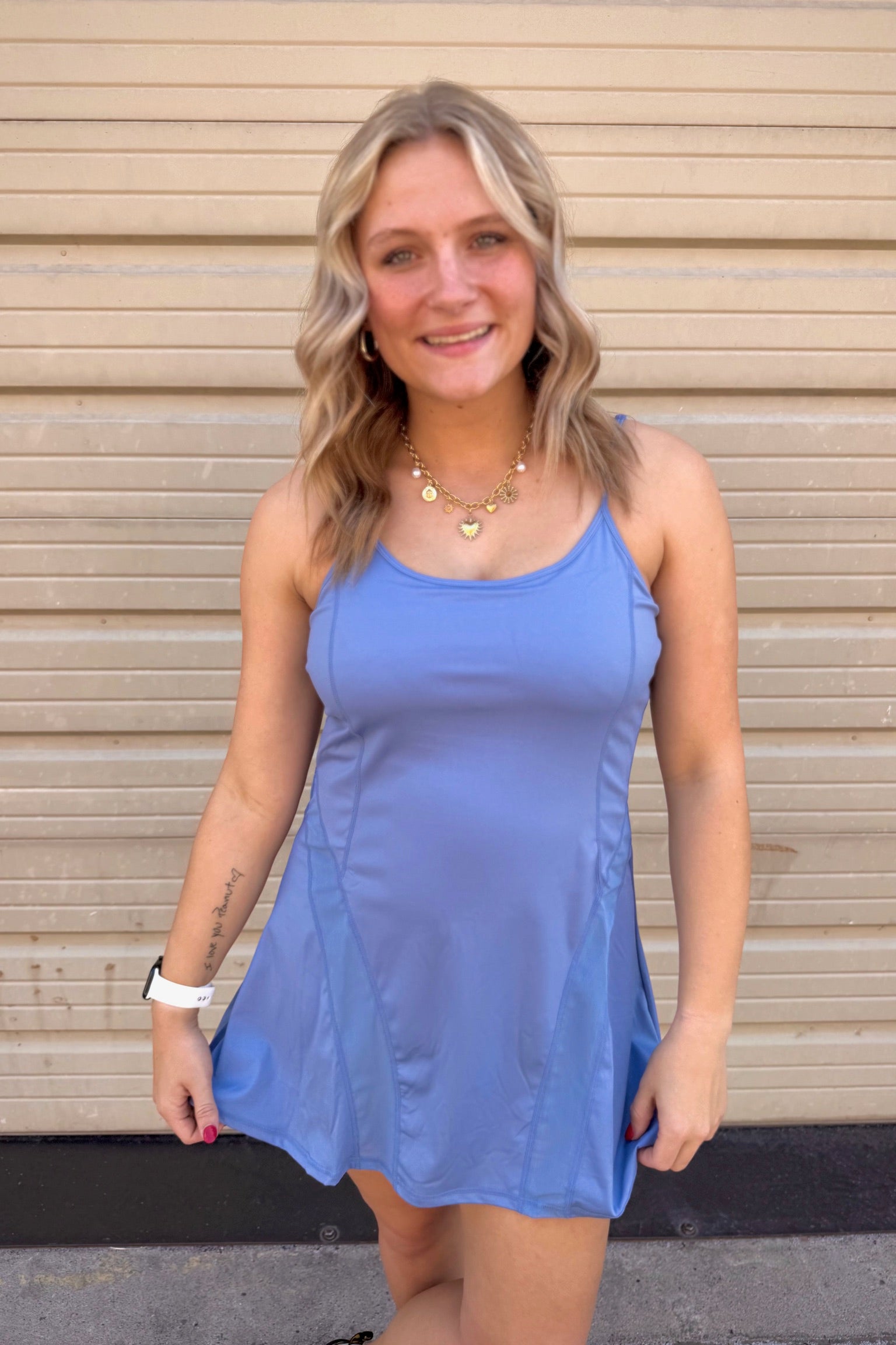 Activewear Mesh Detail Tennis Mini Dress | Blue