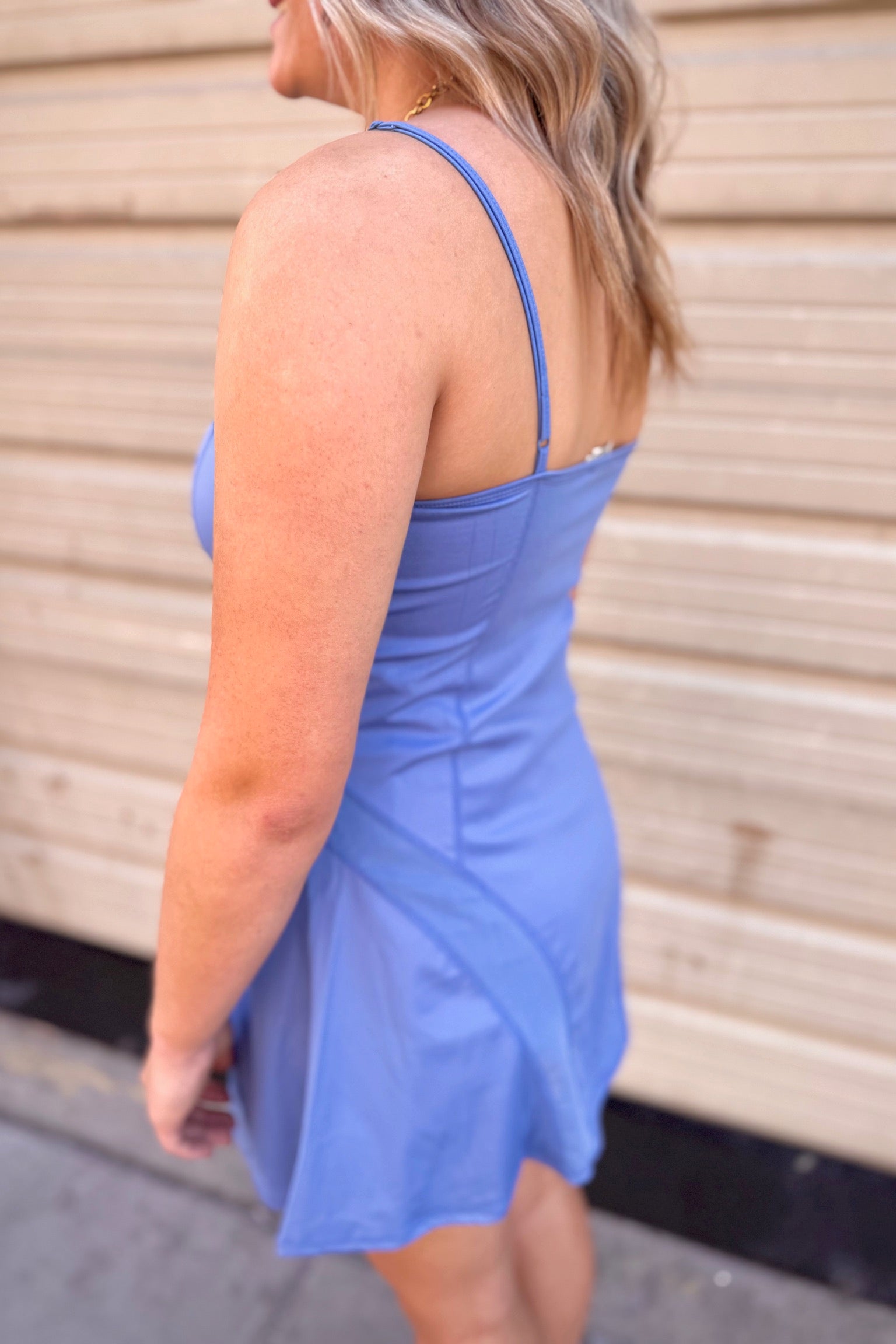 Activewear Mesh Detail Tennis Mini Dress | Blue