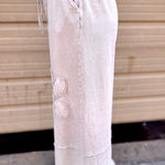 Flower Patch Mineral Washed Terry Knit Pants | Stone