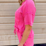 Two Tone Double Knit Top & Shorts Set | Pink