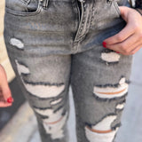 RISEN Distressed Relaxed Fit Rolled Skinny Jean