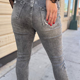 RISEN Distressed Relaxed Fit Rolled Skinny Jean