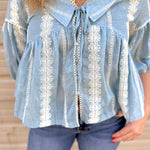 Embroidered Collar Button Down Blouse | Cloud + Ivory