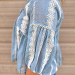 Embroidered Collar Button Down Blouse | Cloud + Ivory