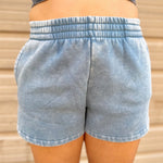 Acid Washed Dolphin Shorts | Blue Grey