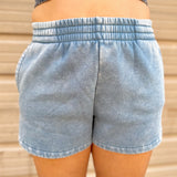 Acid Washed Dolphin Shorts | Blue Grey
