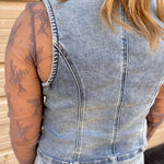 RISEN V-Neck Button Down Denim Vest