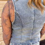 RISEN V-Neck Button Down Denim Vest