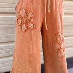 Flower Patch Mineral Washed Terry Knit Pants | Almond