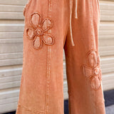Flower Patch Mineral Washed Terry Knit Pants | Almond