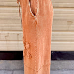 Flower Patch Mineral Washed Terry Knit Pants | Almond