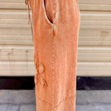 Flower Patch Mineral Washed Terry Knit Pants | Almond