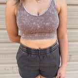 Acid Washed Dolphin Shorts | Ash Black